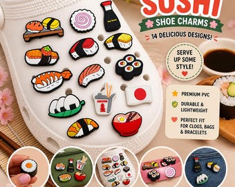Sushi Shoe Charms Japanese Food Accessories for Clogs Sandals Sneakers Bags