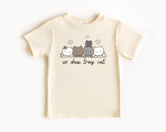 Un Deux Trois Cat Tshirt / French Cat, Cute Cat TShirt, Cat Mum, Crazy Cat Lady, Cat Lover TShirt, Graphic Unique Kitty Shirt