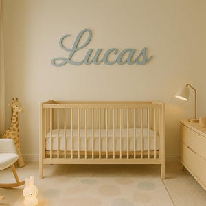 Letrero de madera personalizado con nombre: decoración de pared única para habitación de bebé, habitación infantil y sala de estar | 15cm a 160cm | 6 opciones de fuentes y colores