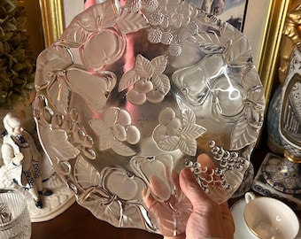 Crystal Frosted Fruit Bowl: Mikasa Walther Arabella Garden Harvest Pattern