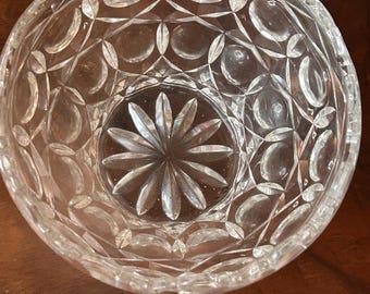 Vintage Pressed Glass Bowl: Scalloped Edge Bubble Prism, 1940s