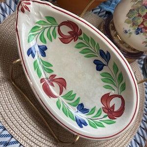 Antique Adam&#39;s Rose Stoneware Oval Plate: English Serving Platter (1860-1900
