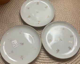 Vintage Fleur De Lis Gold Rimmed 4” Coasters~ Set of 3 little gold plates~