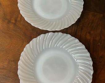 Termocrisa Milk Glass Saucers: Scalloped Mexico Plates, Set of 2