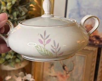 Vintage Eschenbach Sugar Bowl & Creamer Set: Bavaria Floral Gold Accents