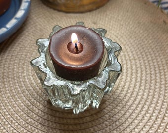 Vintage AVON Crystal Votive Candle Holder or candle stick ~ reversible~ 1981 Bundt style