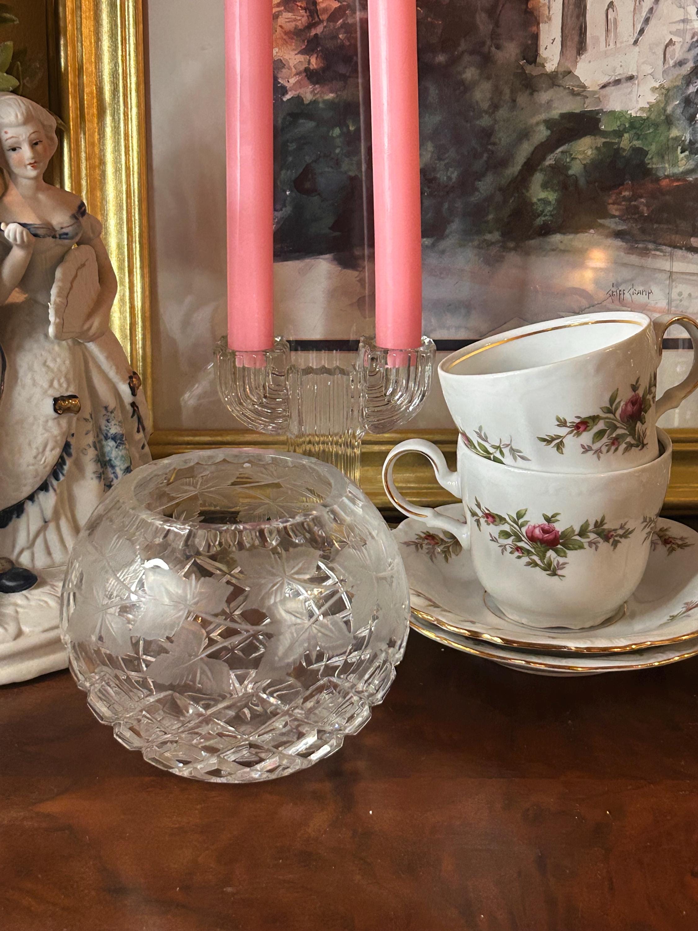 Rose Cut Glass Bowl - Etsy