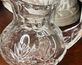 Heavy crystal small 6 point fan diamond Crystal Milk pitcher Creamer~ Georgian Pattern 1910s-1940s