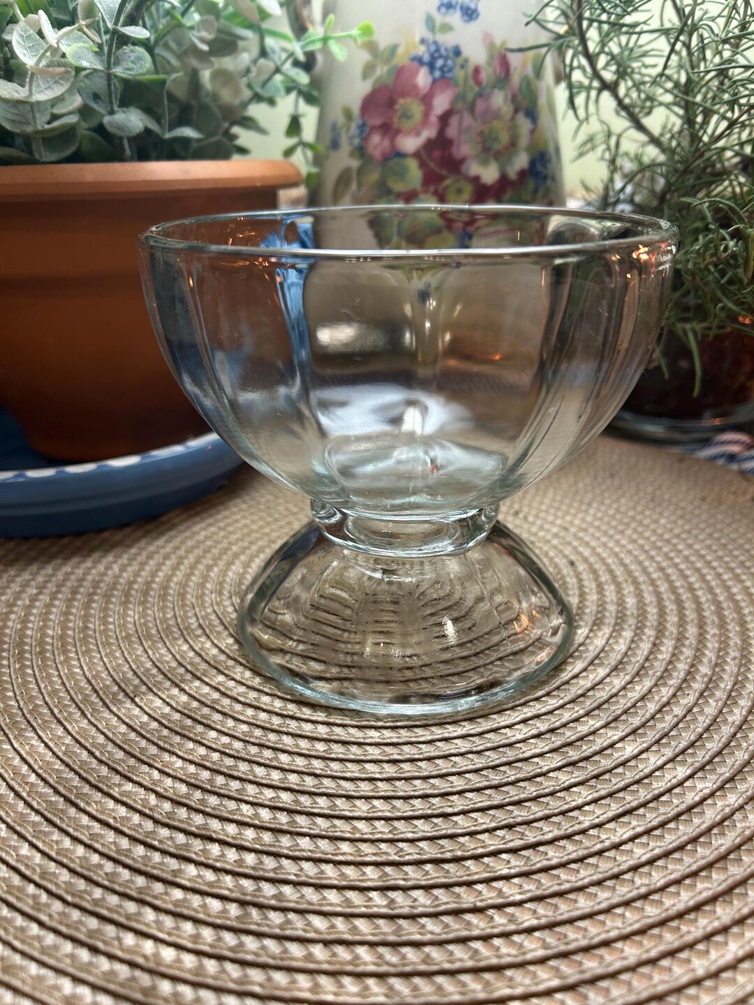 Libbey Ribbed Glassware Vintage Libbey Ribbed Optic Clear Glass Compote Pedestal Bowl - Etsy
