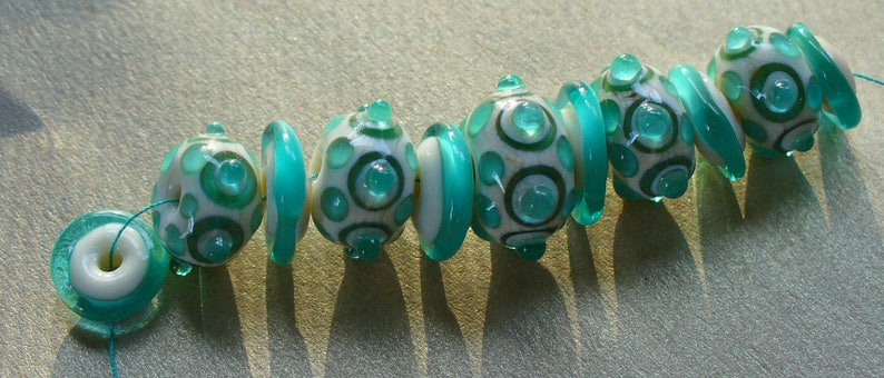 SRA Lampwork Handmade Glass Beads by Catalinaglass Teal Jewels