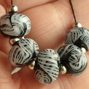 SRA Handmade Lampwork Beads Black and White Easy Elegance by Catalina Glass image 3