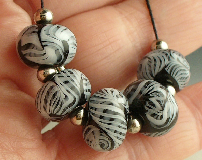 SRA Handmade Lampwork Beads Black and White Easy Elegance by Catalina Glass image 3