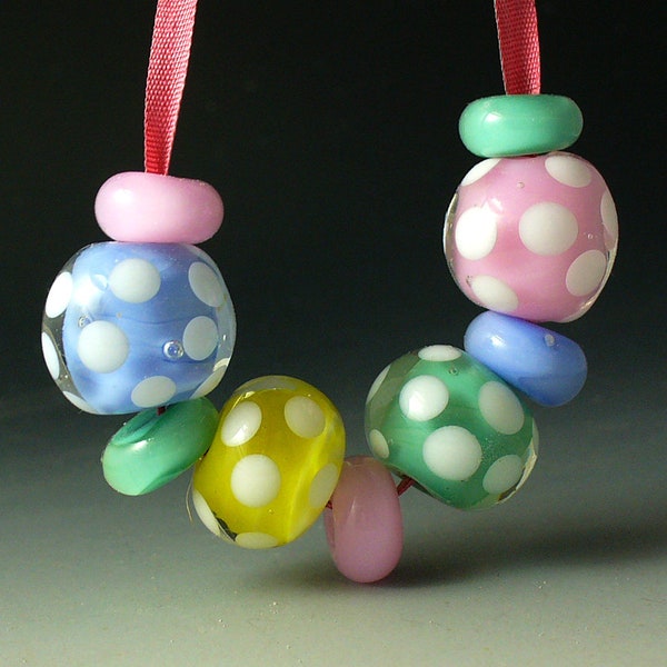 Lampwork Pastel Rounds- set of 9-