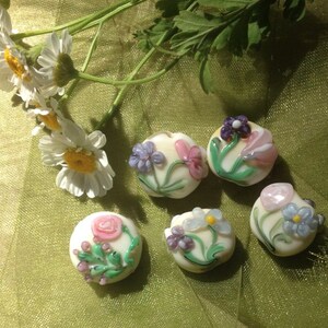 Lampwork beads/SRA lampwork/floral/garden/flowers/ catalinaglass/handmade supplies/MTO. image 4