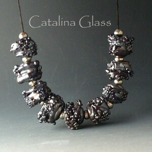 Lampwork Glass Beads SRA Silver Plum Nuggets from the Mine by Catalina Glass./ image 3