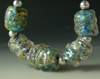 Lampwork beads/SRA lampwork/Double Helix/ nuggets/Catalinaglass/