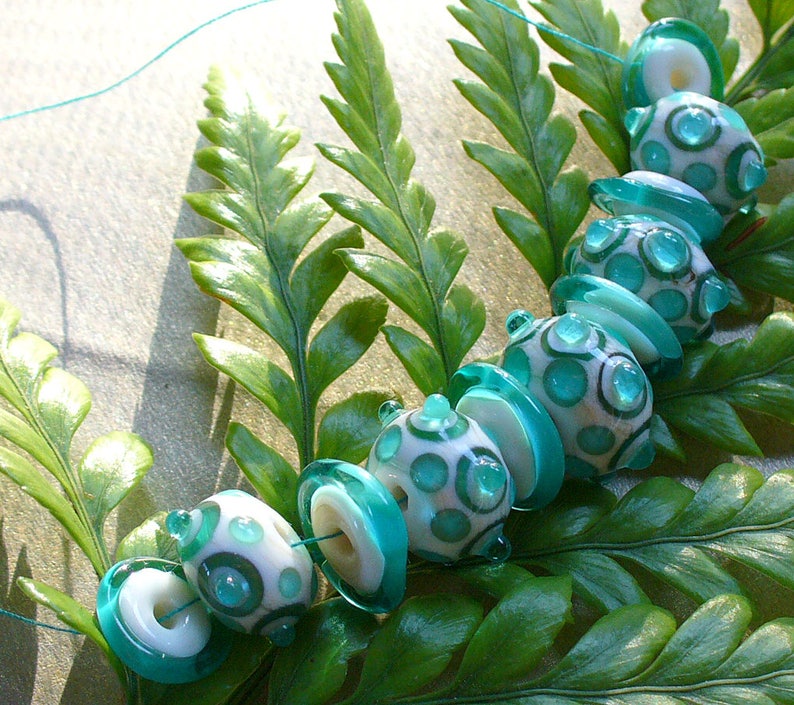 SRA Lampwork Handmade Glass Beads by Catalinaglass Teal Jewels