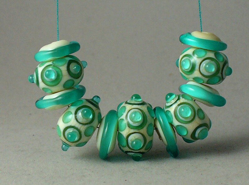 SRA Lampwork Handmade Glass Beads by Catalinaglass Teal Jewels