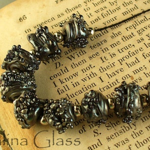 Lampwork Glass Beads SRA Silver Plum Nuggets from the Mine by Catalina Glass./ image 4