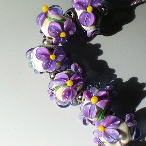 lampwork beads/glass beads/handmade lampwork/beads/violets/lavender/purple/flowers/garden/MTO image 5