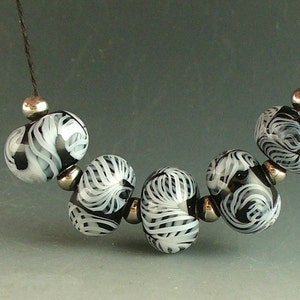 SRA Handmade Lampwork Beads Black and White Easy Elegance by Catalina Glass image 2
