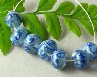 SRA Lampwork Glass Beads Handmade by Catalinaglass Snowflurries