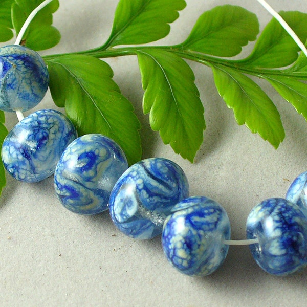 SRA Lampwork Glass Beads Handmade by Catalinaglass Snowflurries