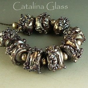 Lampwork Glass Beads SRA Silver Plum Nuggets from the Mine by Catalina Glass./ image 1