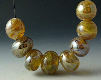 SRA Lampwork Amber and Gold by Catalinaglass