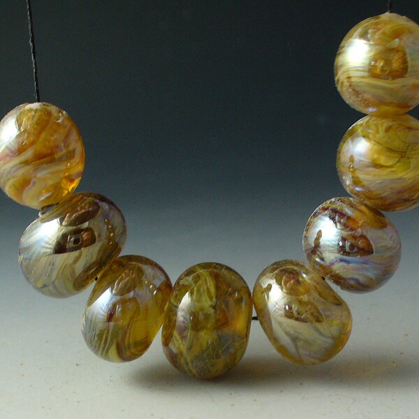 SRA Lampwork Amber and Gold by Catalinaglass