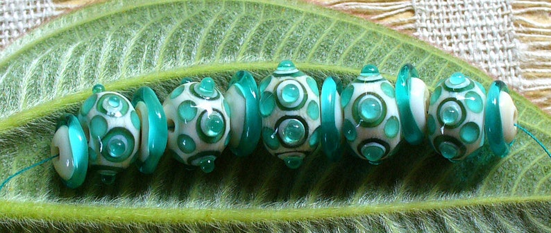 SRA Lampwork Handmade Glass Beads by Catalinaglass Teal Jewels