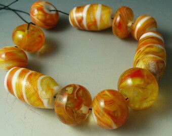 Lampwork beads/SRA lampwork/catalinaglass/marmalade/orange/sunny/jewelry supplies/handmade components