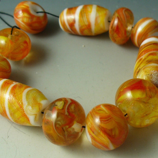 Lampwork beads/SRA lampwork/catalinaglass/marmalade/orange/sunny/jewelry supplies/handmade components