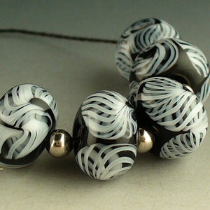 SRA Handmade Lampwork Beads Black and White Easy Elegance by Catalina Glass image 1