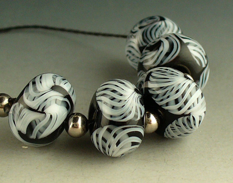 SRA Handmade Lampwork Beads Black and White Easy Elegance by Catalina Glass image 1
