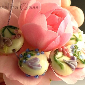 Lampwork beads/SRA lampwork/floral/garden/flowers/ catalinaglass/handmade supplies/MTO. image 2