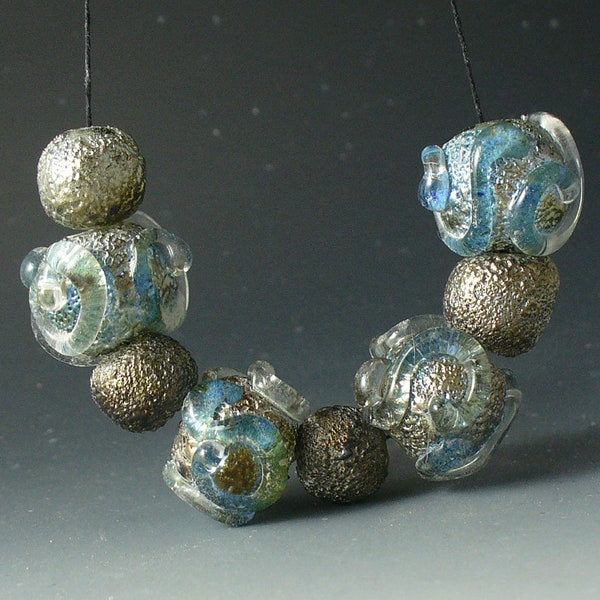 Silver Stardust/lampwork beads/SRA lampwork/catalinaglass/jewelry supplies/