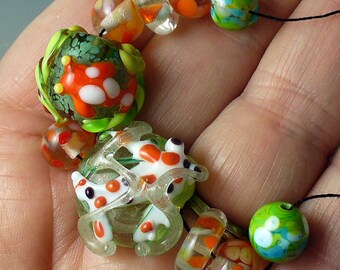 Lampwork beads/SRA lampwork/ koi/fish pond/ catalinaglass/handmade supplies/