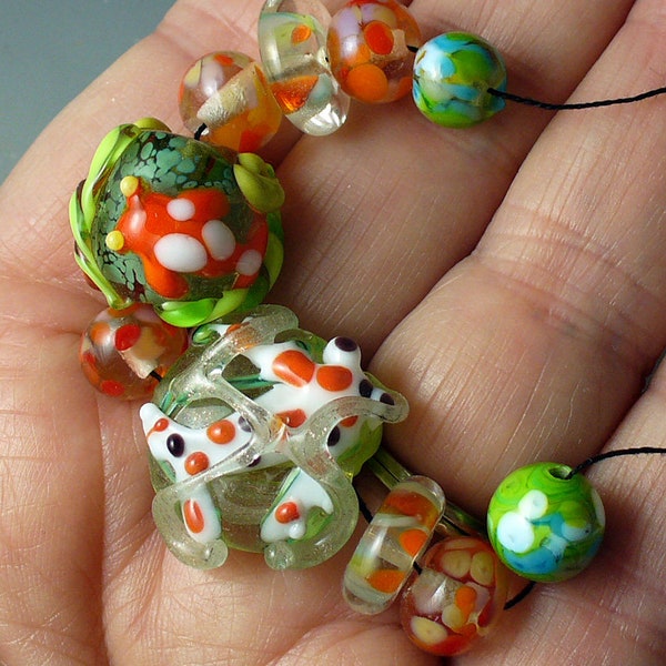 Lampwork beads/SRA lampwork/ koi/fish pond/ catalinaglass/handmade supplies/