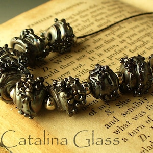 Lampwork Glass Beads SRA Silver Plum Nuggets from the Mine by Catalina Glass./ image 2