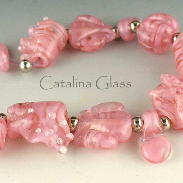 New Pink Shells  Lampwork Beads by Catalina Glass