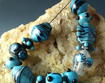 Aztec Turquoise SRA Lampwork Beads Catalinaglass