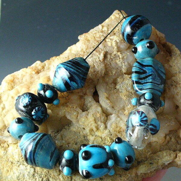 Aztec Turquoise SRA Lampwork Beads Catalinaglass
