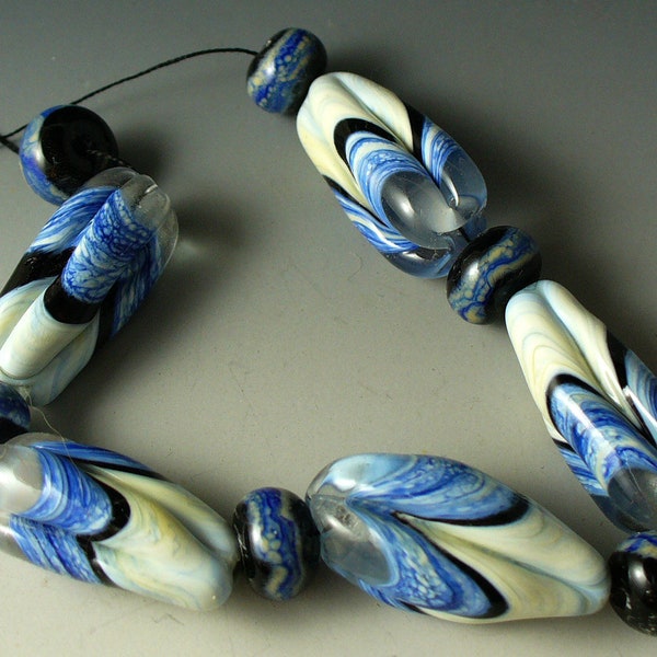 Lampwork beads/SRA lampwork/ catalinaglass/ glacier/ frosty/winter/ jewelry supplies/handmade supplies/MTO