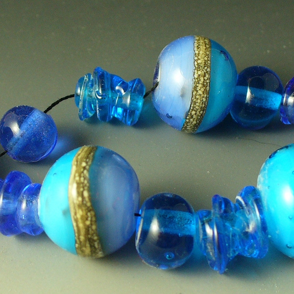 Lampwork beads/SRA lampwork/ catalinaglass/aqua/blue/jewelry supplies/handmade supplies/
