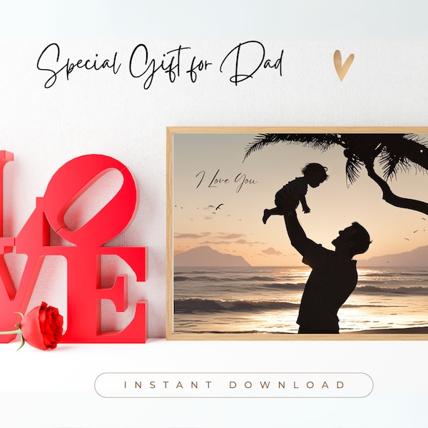 10" x 7" Daddy and Me Photo Art, Special way to express love, Instant download, Simple and sweet gift, Beach Day with Dad, Cherish Memory