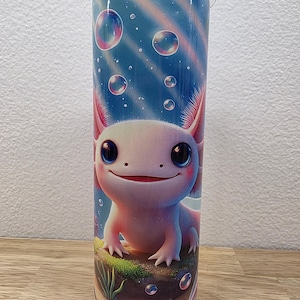 Axolotl Tumbler: 20oz/30oz Insulated Stainless Steel, Beach Ocean Design
