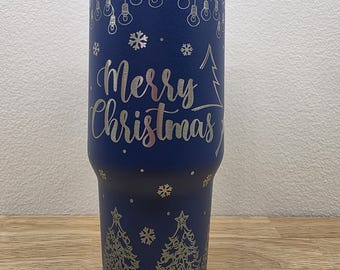 Laser Engraved Winter Wonderland Tumbler: Personalized 40oz Stainless Steel