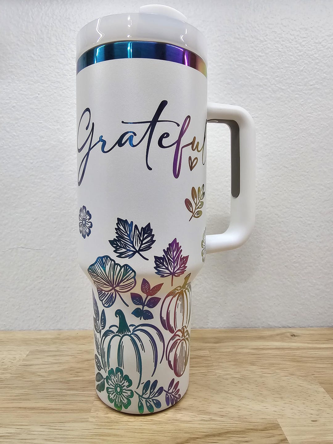 Personalized 40oz Fall Tumbler: Laser Engraved 'grateful' Pumpkin ...
