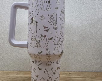 Vaso fantasma grabado a láser de 40 oz: regalo de otoño personalizado